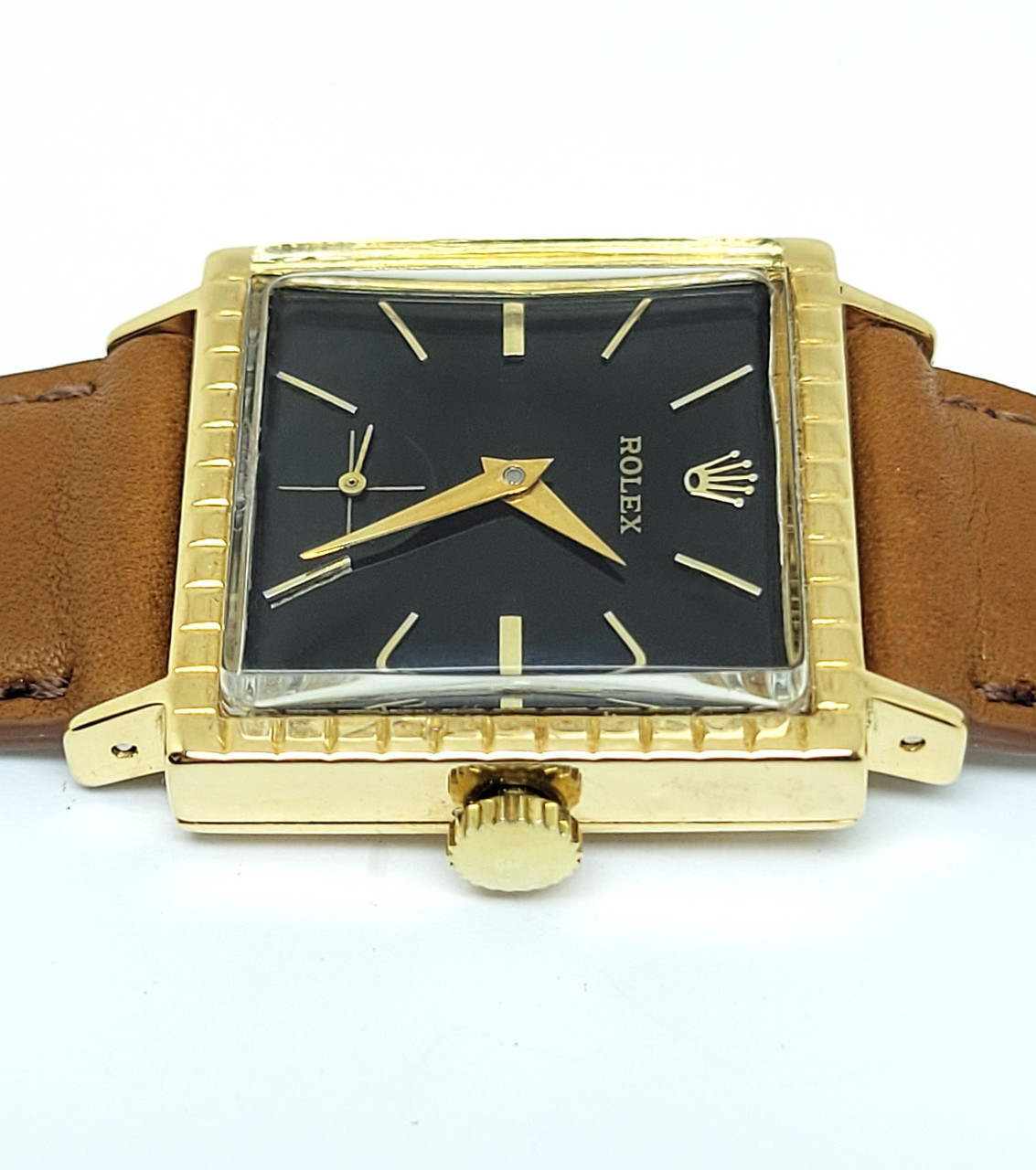 Vintage 18k Gold ROLEX Men's Square Winding Watch c.1954 SERVICED
