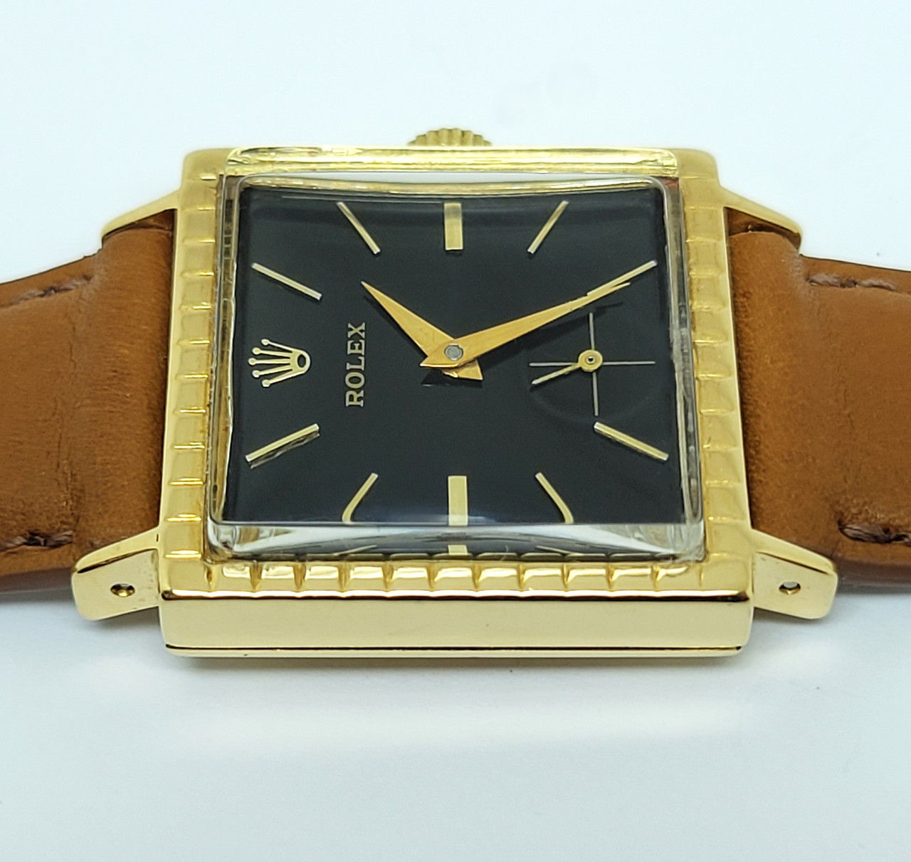 Vintage 18k Gold ROLEX Men's Square Winding Watch c.1954 SERVICED