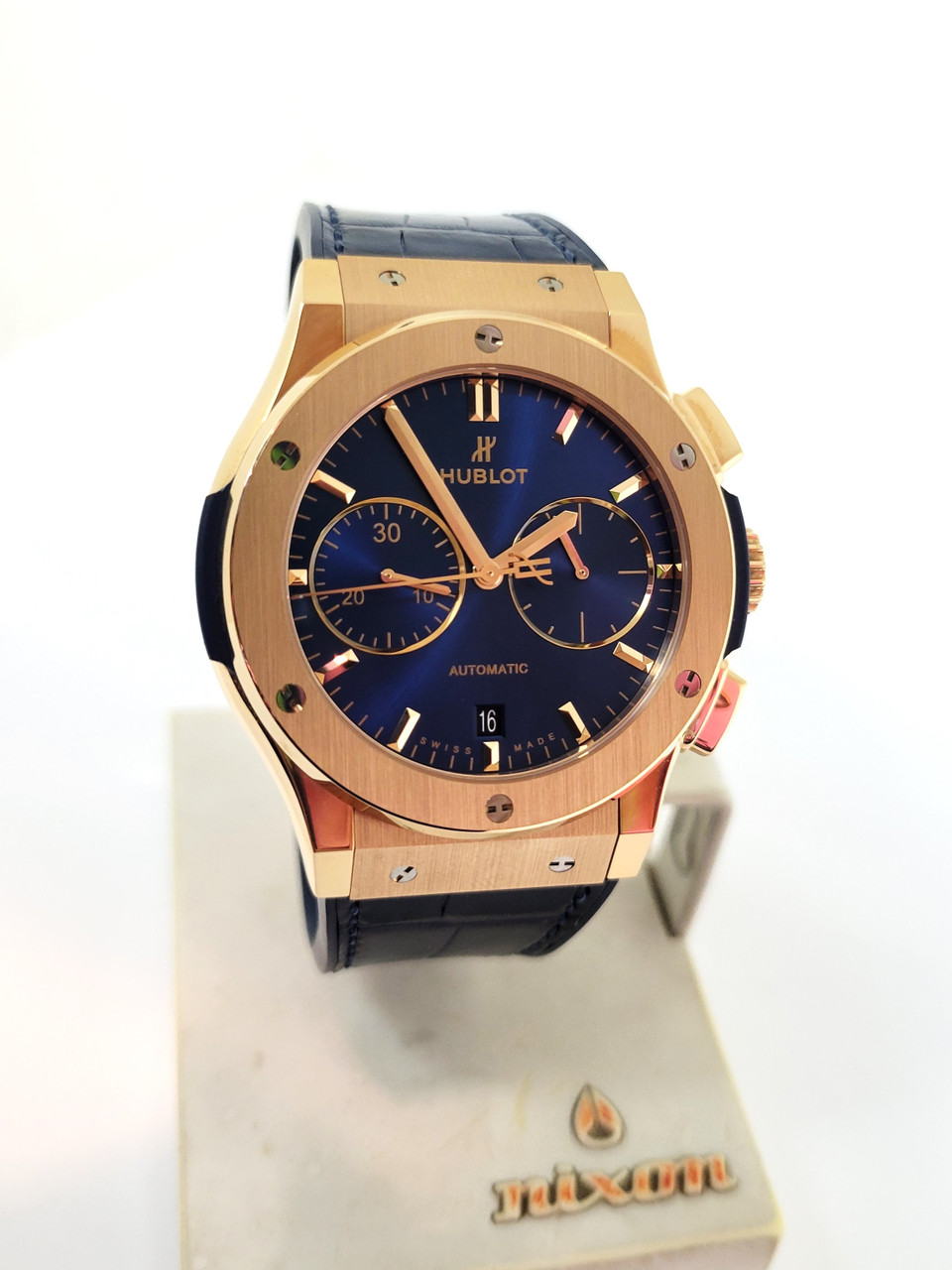 Men's 18K Rose HUBLOT Classic Fusion Chronograph King Gold Blue