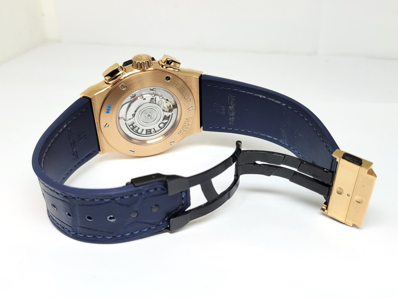 Men's 18K Rose HUBLOT Classic Fusion Chronograph King Gold Blue