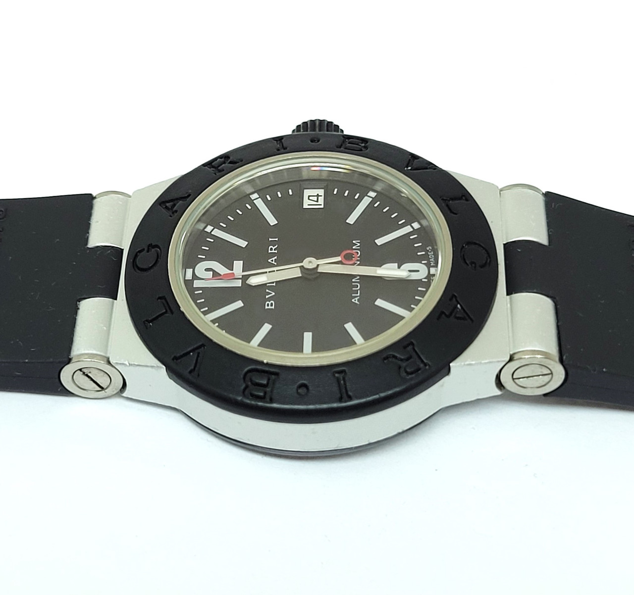 BVLGARI AQVA イタリア製 BVLGARI aluminum AL32TA Date Carbon black Dial Quartz Boy's Watch