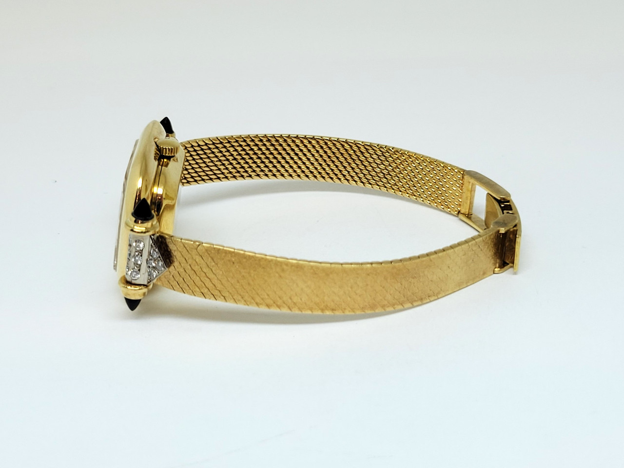 Vintage Ladies Solid 18k BUECHE-GIROD Winding Watch Diamond Dial