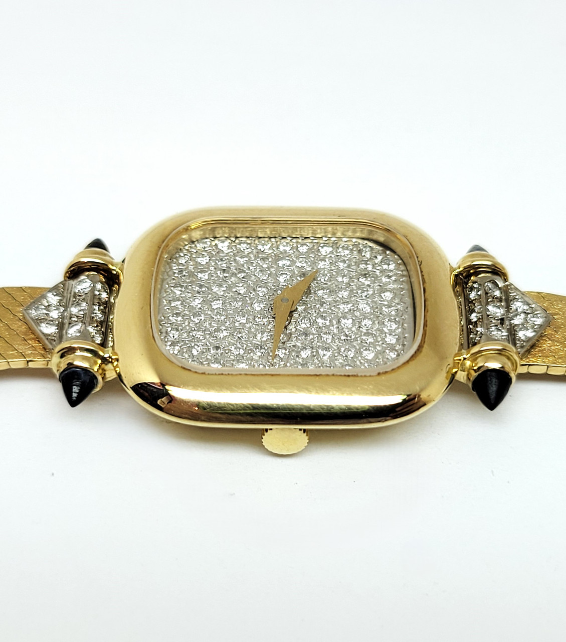 Vintage Ladies Solid 18k BUECHE-GIROD Winding Watch Diamond Dial