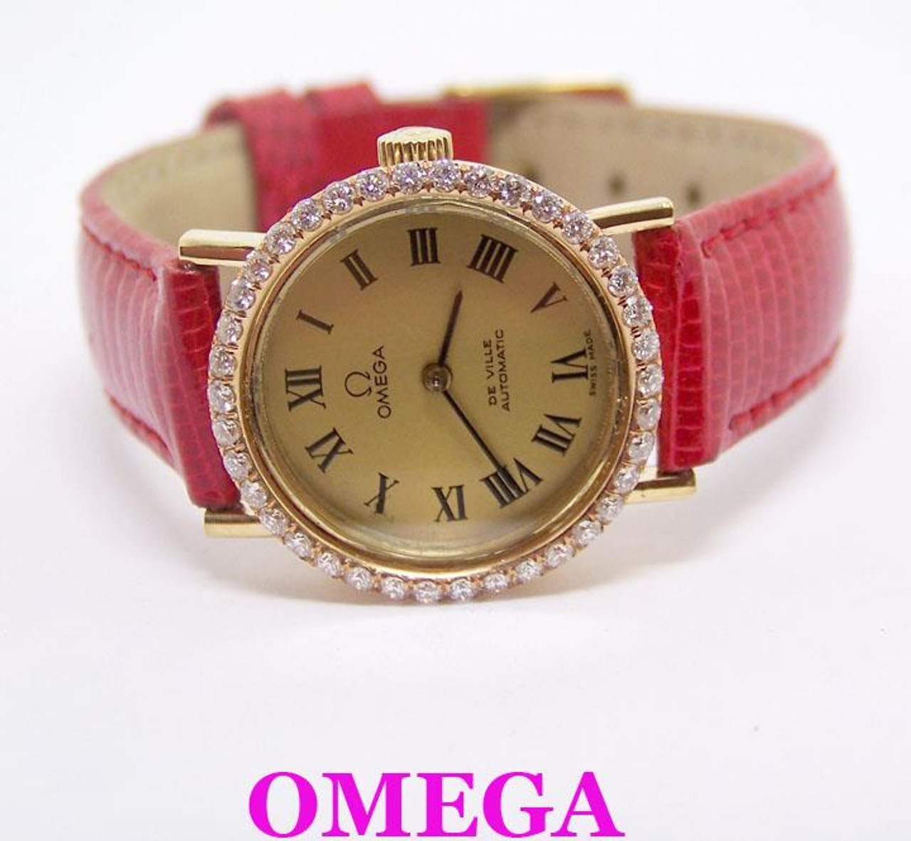 Solid 18k OMEGA De VILLE Automatic Ladies Watch w/Diamonds CAl 663