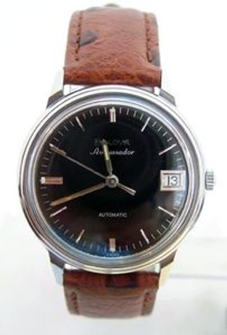 S/S BULOVA AMBASSADOR Mens 30J Automatic Watch 1969* MICRO ROTOR Cal.12EBA EXLNT