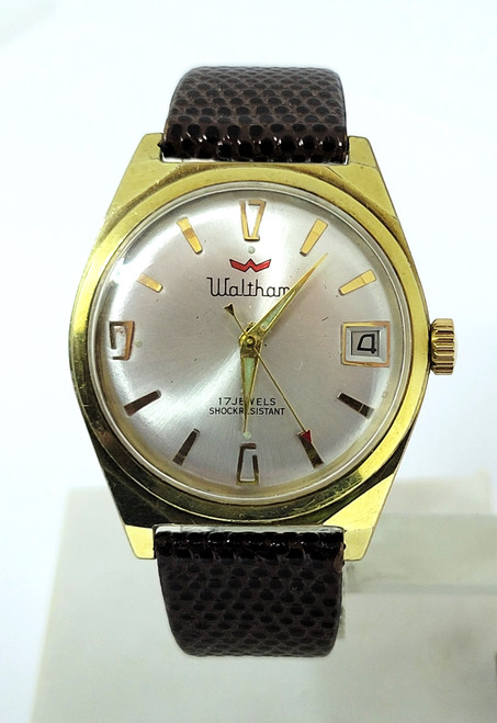 Vintage 18 GP WALTHAM Shock Resistant DATE Winding Watch Cal R614* SERVICED