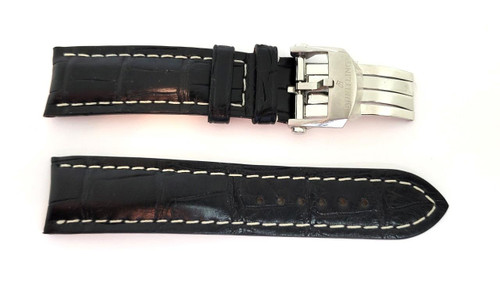 New Authentic BREITLING Genuine Leather Band Black Color 20 mm
