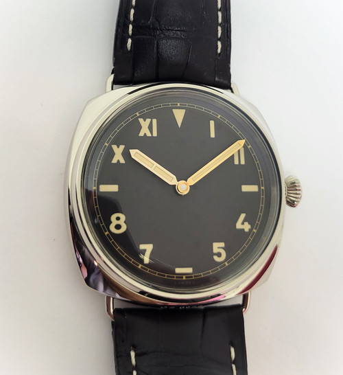 Mens 18k White Panerai Radiomir 3 Days 47MM Brown Dial Leather Strap PAM00376