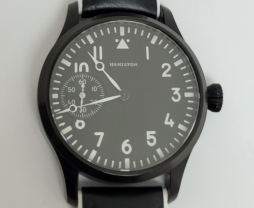 Men's Black PVD Watch High Grade HAMILTON Movement Cal 917 Re-Cased Black Dial