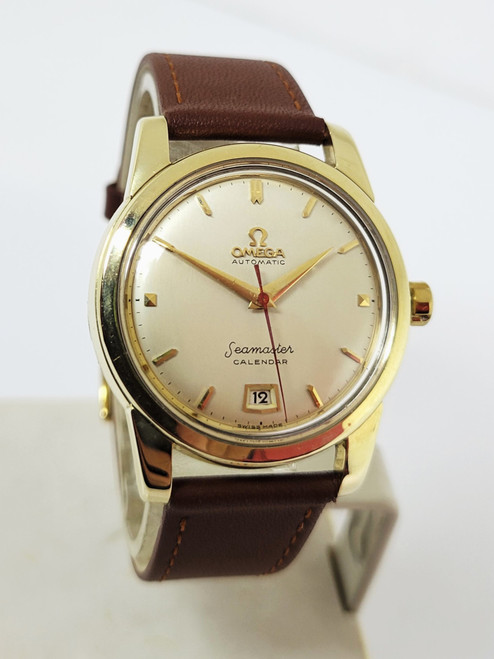 Vintage 14k Gold Cap OMEGA SEAMASTER CALENDAR Automatic Watch Cal 355* 2757-5SC