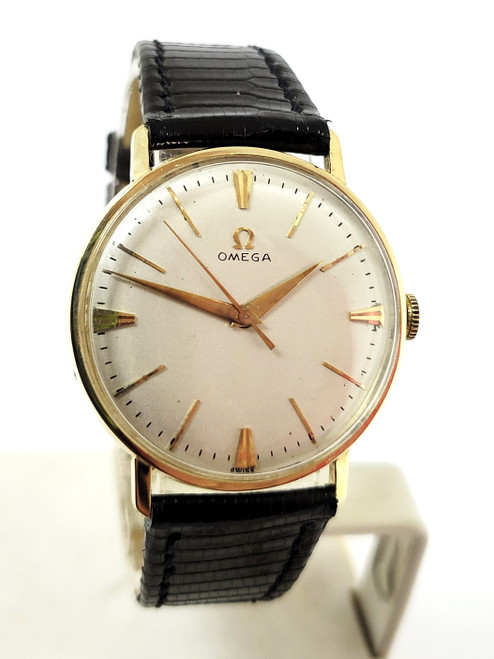 Vintage Mens 18k Gold OMEGA Winding Watch Cal 520 S-6585 c.1958 EXLNT SERVICED