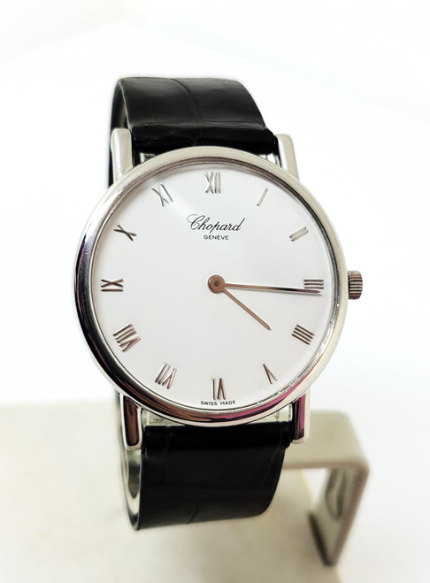Vintage Solid 18k White Gold CHOPARD Men's 33.5 mm Quartz Watch 16/3225* EXLNT