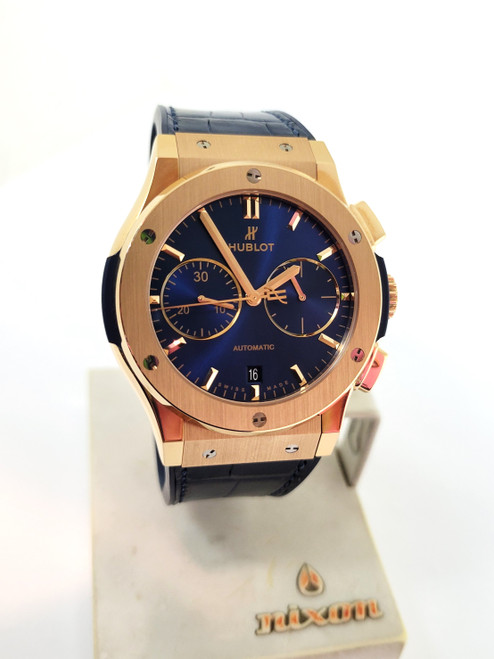 Men's 18K Rose HUBLOT Classic Fusion Chronograph King Gold Blue* 45 mm MINT/ BOX