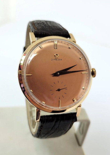 Vintage 18K Rose Gold OMEGA Mens Winding Watch c.1956 Cal.410* EXLNT