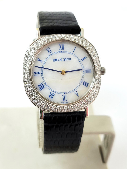 Solid 18k White Gold GERALD GENTA Unisex Watch G1153.7 with 2.4 ct Diamonds RARE