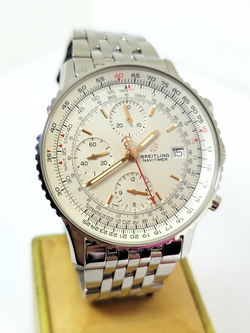 Men's S/Steel BREITLING NAVYTIMER Chronograph Watch Ref A13324* EXLNT BOX-PAPERS