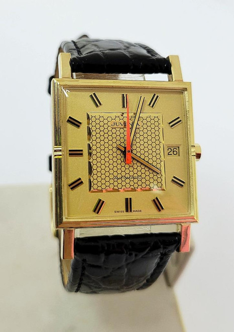 18K Gold JUVENIA MACHO Mens 25J AUTOMATIC Watch Ref 8902 Honeycomb Dial* EXLNT