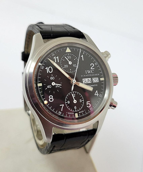 S/Steel IWC FLIEGER Chronograph Automatic DAY DATE Mens watch Ref 370613* EXLNT
