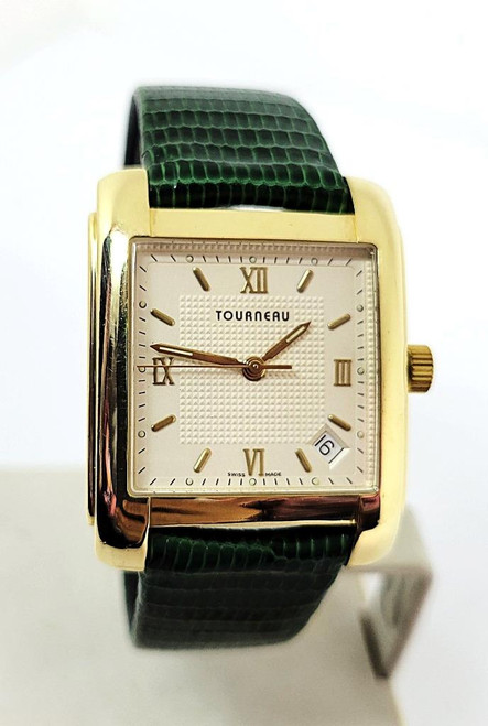 Mens Solid & Heavy 18k TOURNEAU Classic Automatic Date Watch CA4008Y* EXLNT RARE