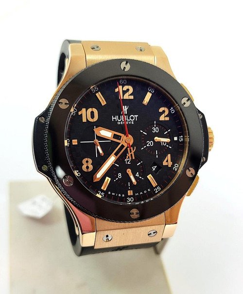 Mens 18K Rose HUBLOT BIG BANG Chronograph 44 mm Ceramic 301.PX.130.RX* EXLNT