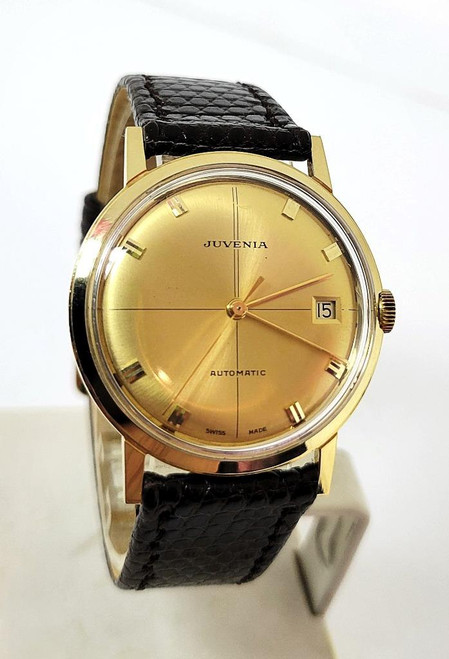 Vintage Solid 18k JUVENIA Mens Automatic Watch c.1960s EXLNT SERVICED