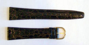 Genuine BROWN CROCODILE Leather Watch Band 19 x 14 mm SHINY* Padded & Stitched