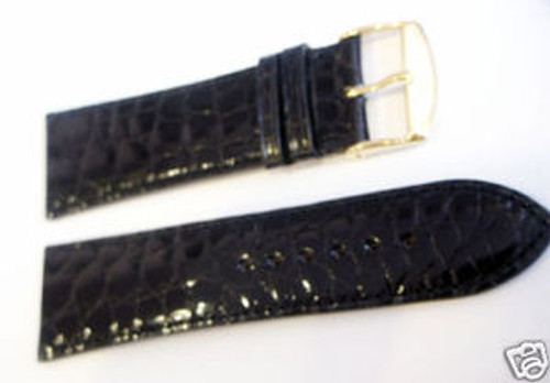 Genuine ALLIGATOR watch band BLACK color 26 mm Shiny