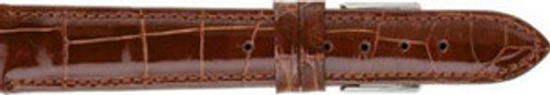 Genuine ALLIGATOR watch band COGNAC color Padded, SHINY