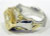 Solid 18k Gold Two Tone Custom Made Men's Ring with Canary CZ