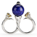 Monsaraje Unity Ring In Plasma Silver & 18k Yellow Accents & Lapis Stone