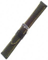 18*20*22* 24mm Genuine Black/Yellow Leather Watch Band