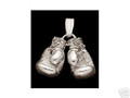 New Solid & Heavy 14k White Gold Boxing Gloves Pendant