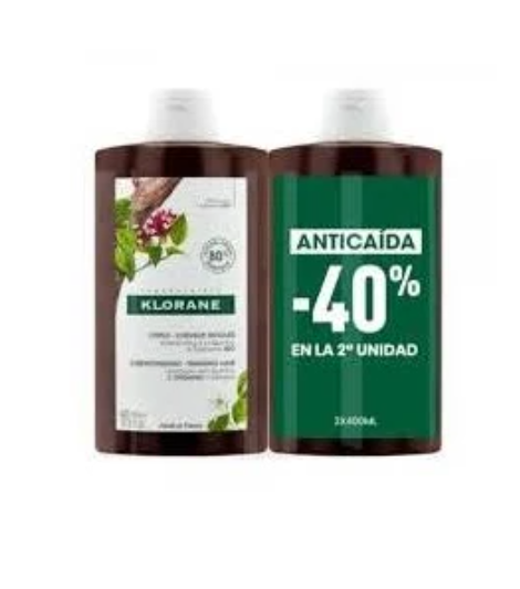 KLORANE CHAMPU QUININA ANTICAIDA CABELLO DEBILITADO  2X400ML