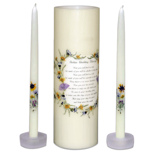 Personalized Wedding Unity Candle Set with Matching tapers. 