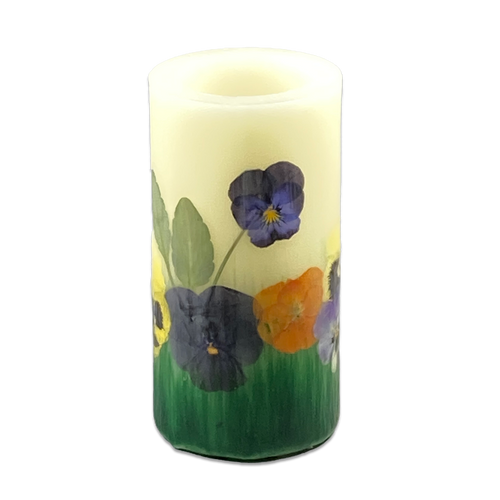 Pansy Flower with Green Base Candle