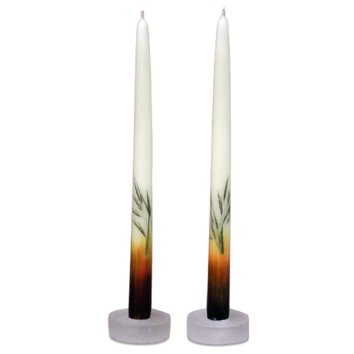 Montana Grass with Rust Base Taper Candles