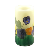 Pansy Flower with Green Base Candle