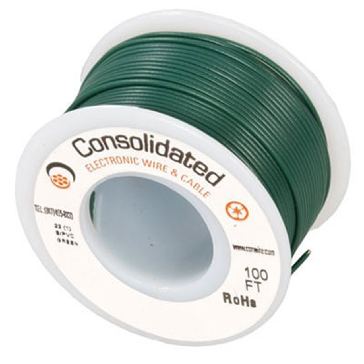 Green 25 Foot 28 AWG stranded hook-up wire