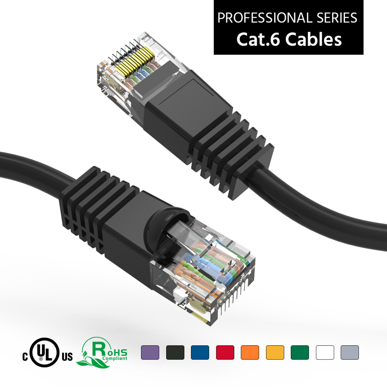 9 Foot 10Gbps Molded Cat 6 Ethernet Network Patch Cable - Black