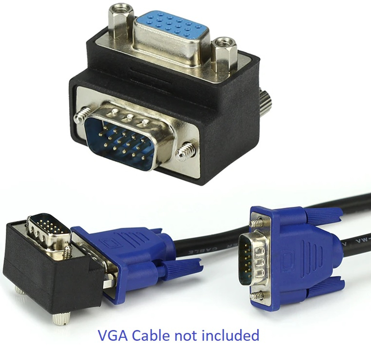 VGA 15 Pin Male/Female 90 degree UP Angled Adapter