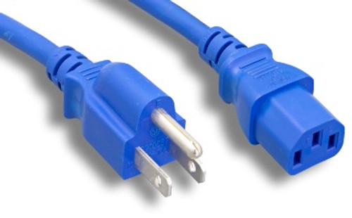 3 Foot 18AWG C13 to 5-15P 10A/125V Blue Power Cord