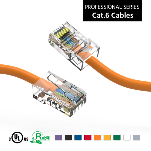 6 Inch Cat6 UTP Ethernet Network Non Booted Cable Orange - Ships from California