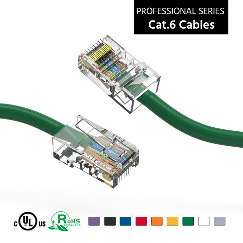 15 Foot Cat6 UTP Ethernet Network Non Booted Cable Green - Ships from California