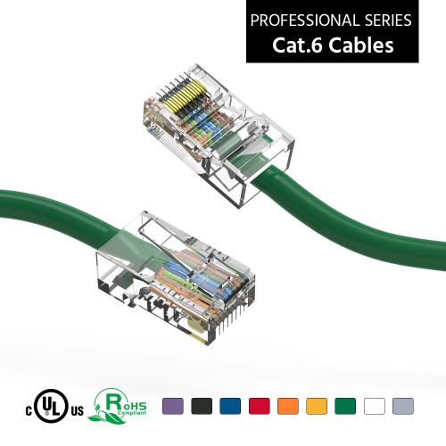 20 Foot Cat6 UTP Ethernet Network Non Booted Cable Green - Ships from California