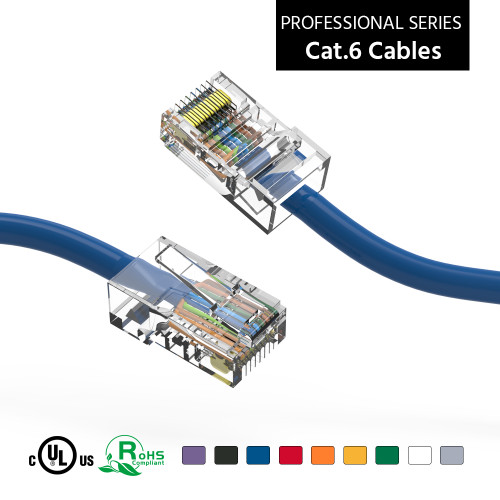 18 Inch Cat6 UTP Ethernet Network Non Booted Cable Blue - Ships from California