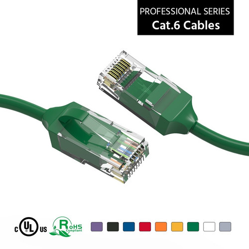 18 Inch CAT6 28AWG Slim Gigabit Ethernet Network Cable - Green