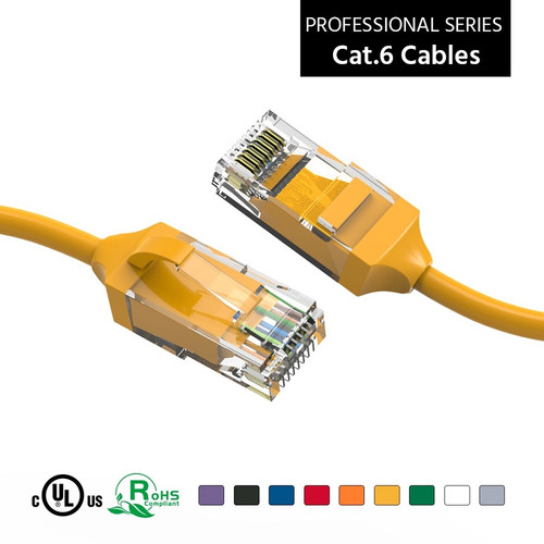 18 Inch CAT6 28AWG Slim Gigabit Ethernet Network Cable - Yellow