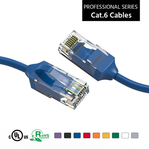 3 Foot CAT6 28AWG Slim Gigabit Ethernet Network Cable - Blue
