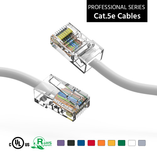 3 Foot Cat5E UTP Ethernet Network Non Booted Cable White - Ships from California