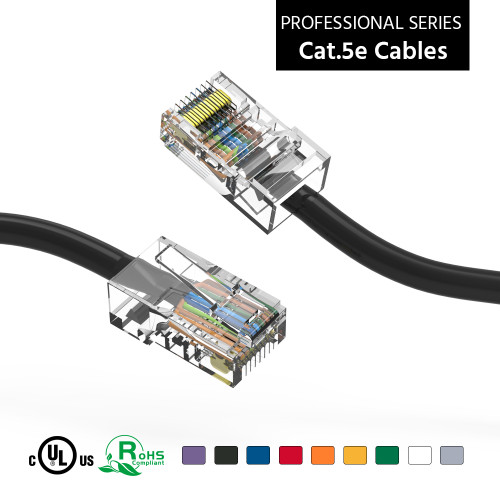 7 Foot Cat5E UTP Ethernet Network Non Booted Cable Black - Ships from California